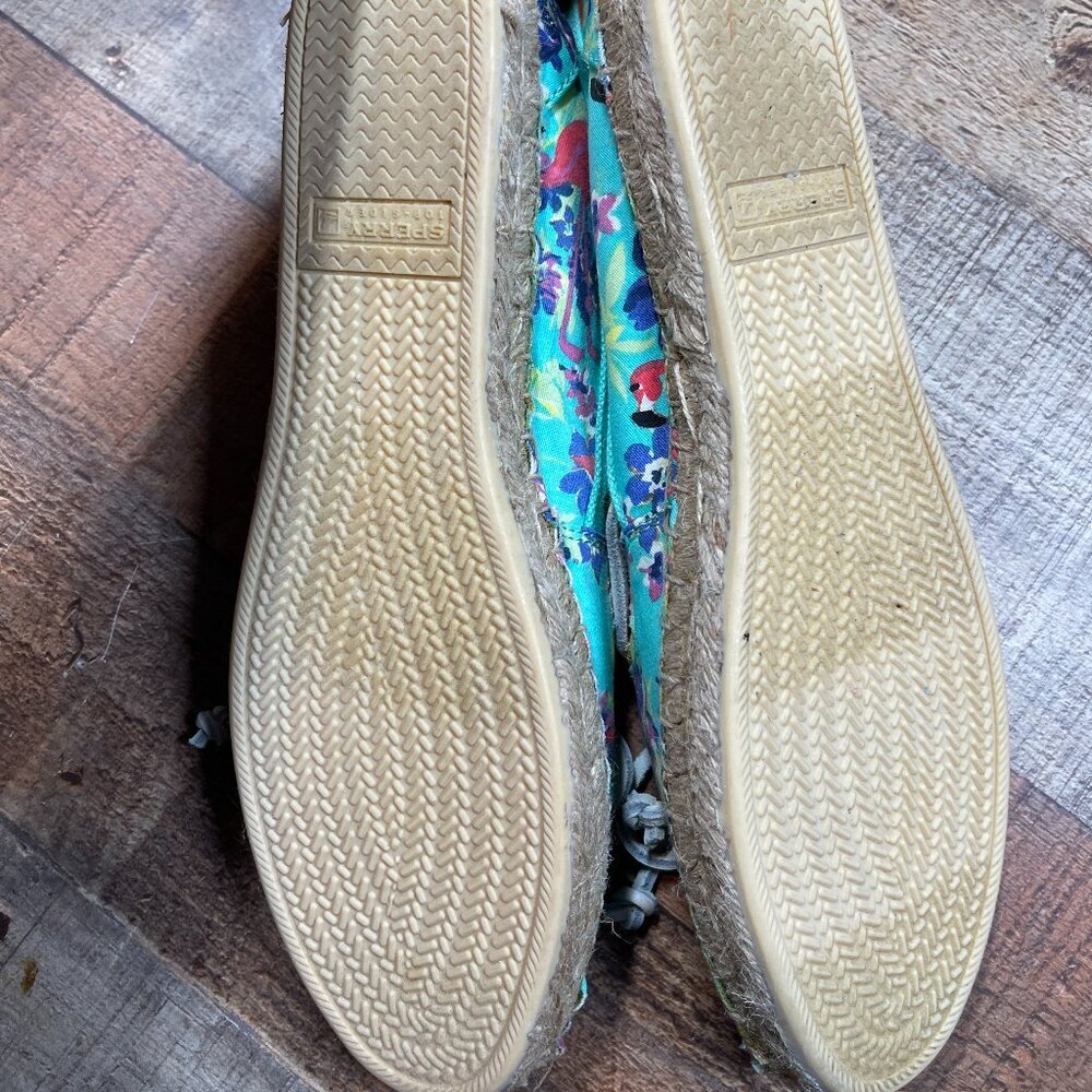 Sperry Espadrille Aqua Floral with Flamingos size 9.5 - Picture 4 of 6